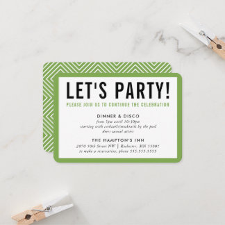 Invitation INFO FÊTE MODERNE noir vert gras