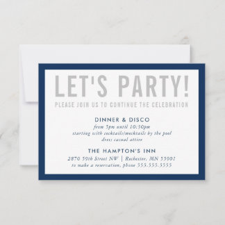 Invitation INFO FÊTE simple moderne gris marine