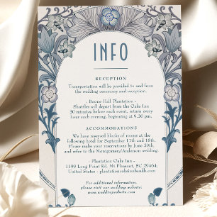 Invitation INFO Mariage Art Nouveau Bleu Poussiéreux W Morris