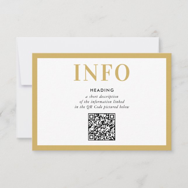 Invitation INFORMATION INSÉRER l'or noir moderne QR Code (Devant)