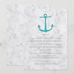 Invitation Informations de mariage à l'ancre rustique turquoi
