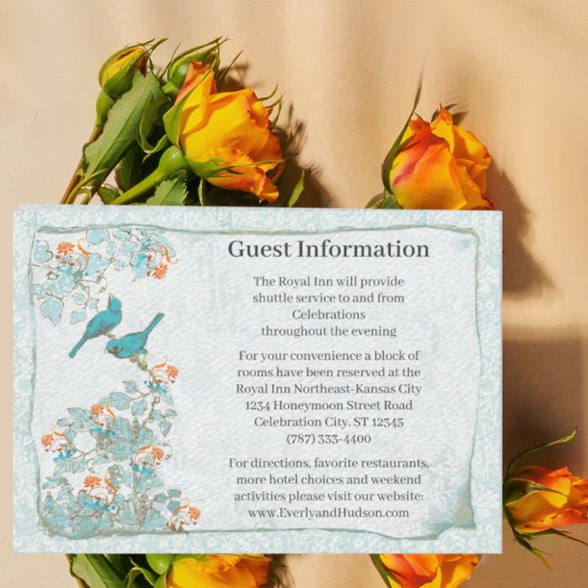 Invitation Informations de mariage en damas vintage 5x7 (Créateur téléchargé)