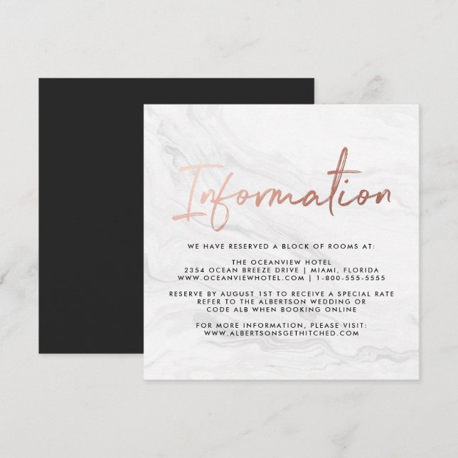 Invitation Informations de mariage en écriture moderne sur ma (Devant / Derrière)