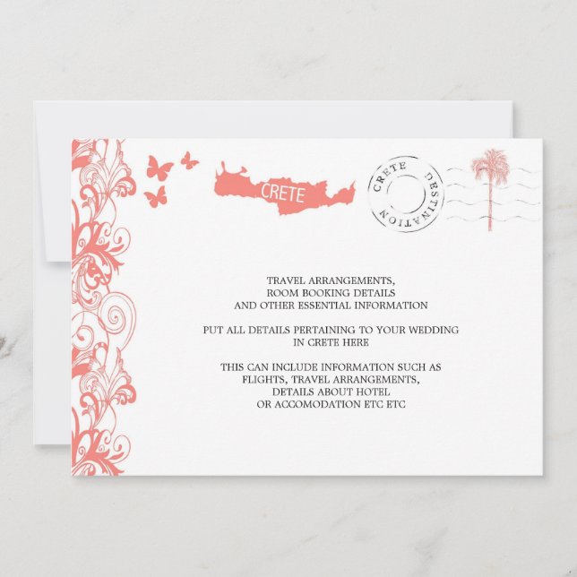 Invitation Informations de voyage pour un mariage en Crète (Devant)