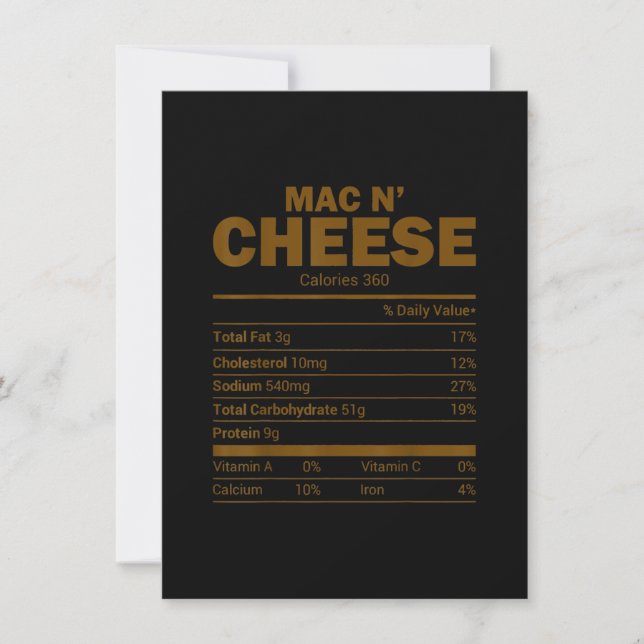 Invitation Informations nutritionnelles Mac N Cheese pour tou (Devant)