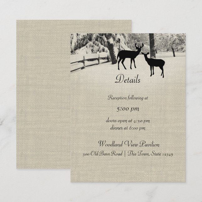 Invitation Informations sur la réception des cerfs d'hiver (Devant / Derrière)