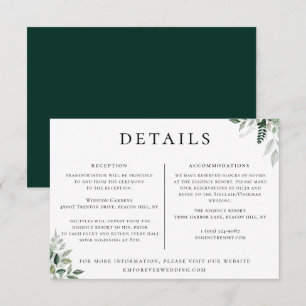 Invitation Informations sur le Mariage botanique naturel