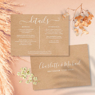 Invitation Informations sur le Mariage Rustic Kraft