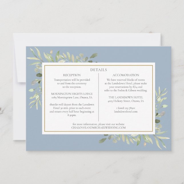 Invitation Informations sur les détails de mariage avec une v (Devant)