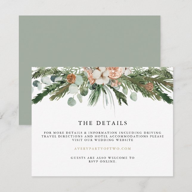 Invitation INGE Cosy Scandinavian Winter Wedding Détails Card (Devant / Derrière)