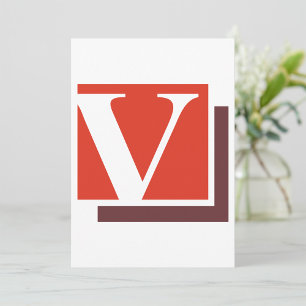 Invitation Initiale V Monogramme Lettre Minimaliste Gras