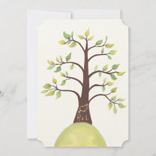 Invitation Initiales de l'arbre d'aquarelle mariage découpées