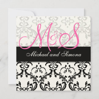 Invitation Initiales de l'invitation mariage damassé Noms ros