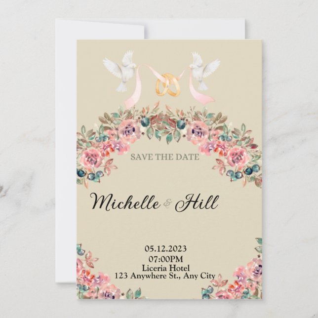 Invitation Initiales de mariage Monogramme Romantique (Devant)