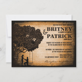Invitation Initiales découpées par chêne épousant des