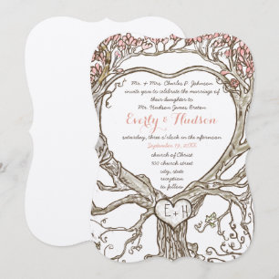 Invitation Initiales en forme de coeur de la forêt de Boho da
