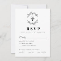 Initiales fantaisie Simple Monogramme Mariage Cart
