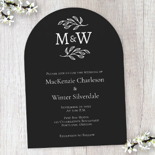 Invitation Initiales mariages de deux monogrammes Arche noire