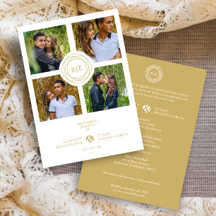 Invitation Initiales minimales en or blanc Mariage fantaisie