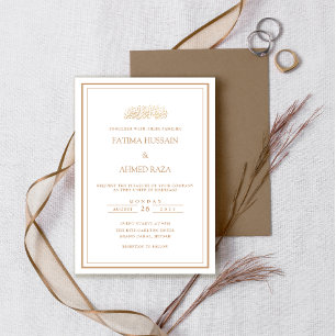 Invitation Initiales modernes Gold Frame Mariage musulman isl
