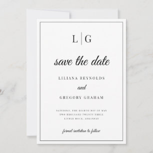 Invitation Initiales Monogramme mariage Enregistrer la date