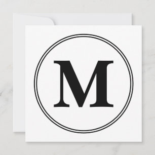 Invitation Initiales monogrammes simples noir et blanc