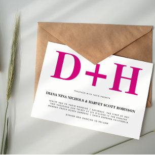 Invitation Initiales rose magenta mariage de typographie auda