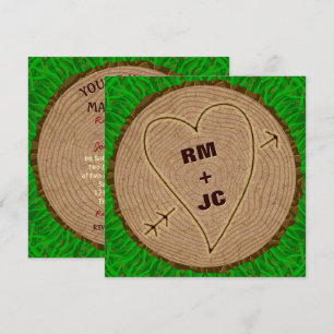 Invitation Initiales sculptées du coeur Mariage des anneaux d