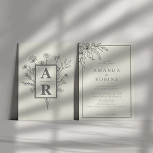Invitation Initiales simples Mariage élégant