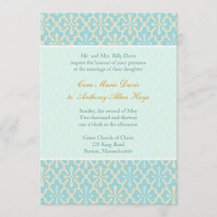 Invitation Initiation de Light Blue Cross Mariage damassé