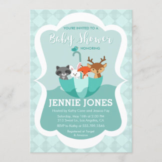 Invitation Inondé avec l'invitation animale de baby shower