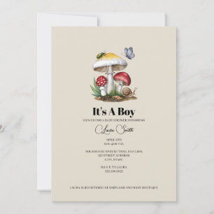 Invitation Insectes Champignons Bois Nature Baby shower I