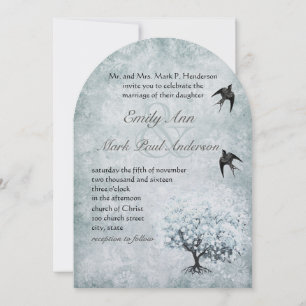Invitation Inséparable victorien bleu Damask Heart Leaf Tree