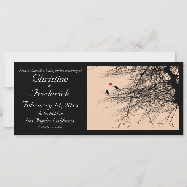 Invitation Inséparables, 4"x9.25" enregistrer l'annonce de la (Devant)