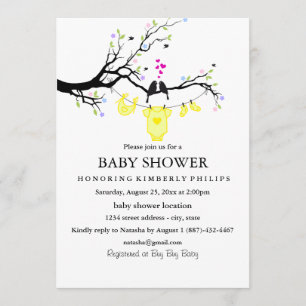 Invitation Inséparables   Baby shower neutre pour les femmes 