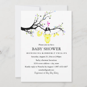 Invitation Inséparables   Baby shower neutre pour les femmes 