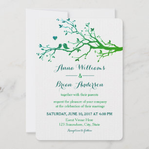 Invitation Inséparables Branches teintes vertes Mariage Invit
