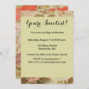 Invitation Inséparables Coeur antique Vintage