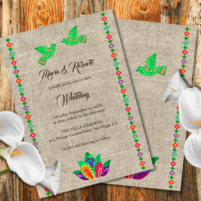 Invitation Inséparables colorés de Fiesta Mariage mexicain (Créateur téléchargé)