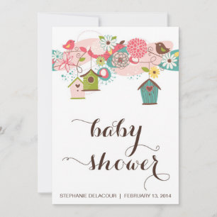 Invitation Inséparables colorés et Baby shower de maisons d'o
