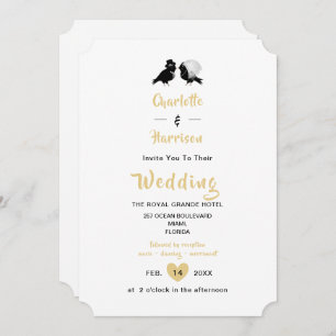 Invitation Inséparables mignons Black White Gold Mariage Invi