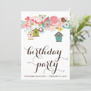 Invitation Inséparables mignons et maisons d'oiseaux Invitati