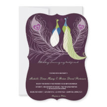 Inséparables Peacock Pair Purple Mariage Inviter