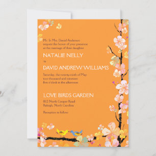 Invitation Inséparables romantiques Tangerine Mariage