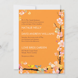 Invitation Inséparables romantiques Tangerine Mariage