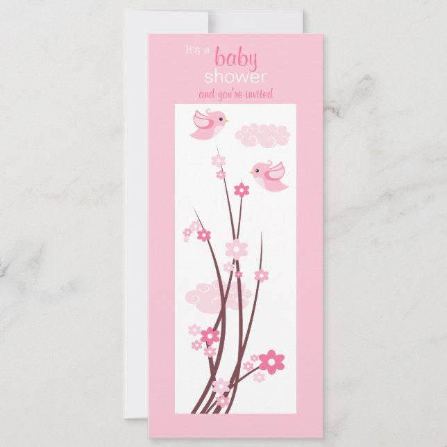 Invitation Inséparables roses Baby shower de fleurs de printe (Devant)
