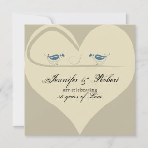 Invitation Inséparables sur Ecru Heart Mariage Anniversaire
