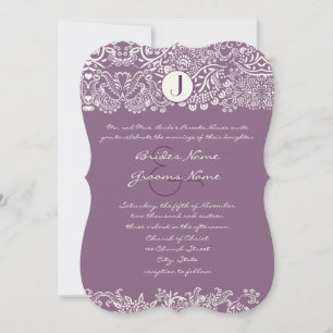 Invitation Inséparables violets Damask Monogram Mariages