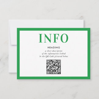 Invitation INSERT D'INFORMATION Code QR vert kelly moderne