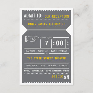 Invitation Insertion de billets de théâtre Vintage en gris et